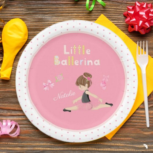 Little Ballerina Pink Ballet Girls Name Party Paper Plates