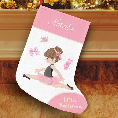 Little Ballerina Pink Ballet Girls Name Small Christmas Stocking