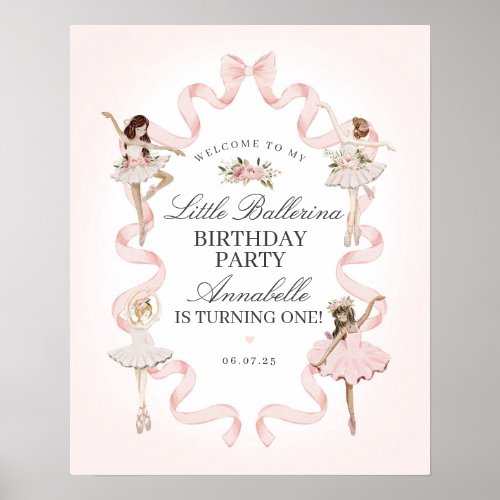 Little Ballerina Pink Birthday Party Welcome Sign