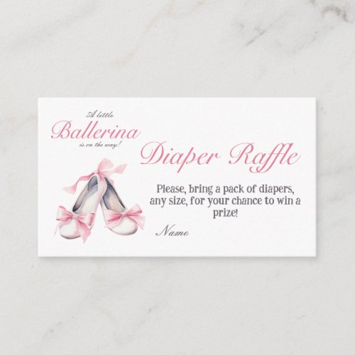 Little Ballerina Pink Bow Girl Baby Shower Diaper Enclosure Card