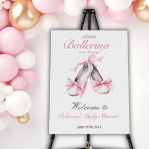 Little Ballerina Pink Bow Girl Baby Shower Welcome Foam Board