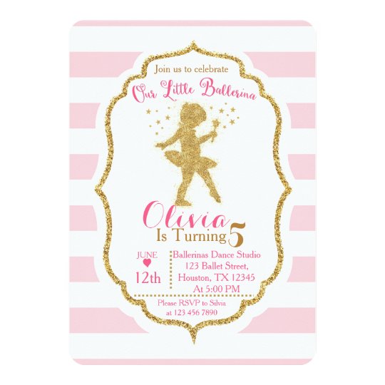 Pink And Gold Ballerina Invitations 4