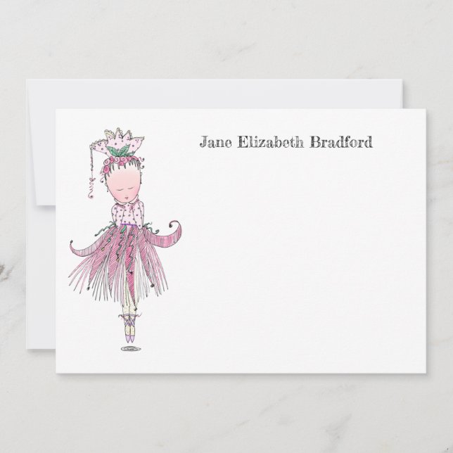 Little Ballerina pink Personalized Thank You Card (Front)