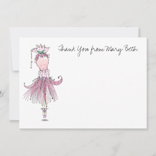 Little Ballerina pink Thank You Note Card