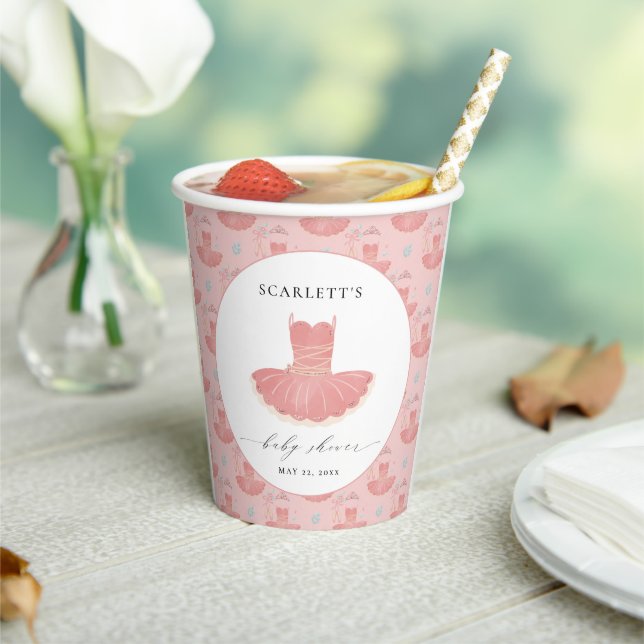 Little Ballerina Pink Tutu Baby Shower  Paper Cups (Insitu)