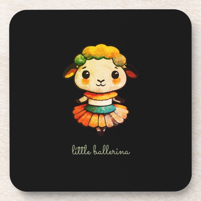 Little Ballerina Sheep Beverage Coaster (Front)