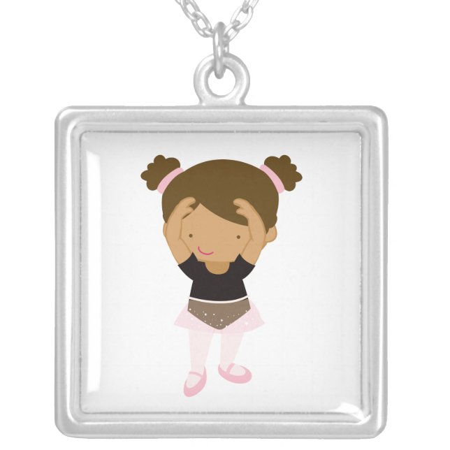 Little Ballerina Silver Plated Necklace (Front)