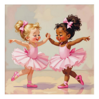 Little Ballerinas Dancing Cute Illustration Acrylic Print