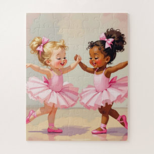 Little Ballerinas Dancing Cute Illustration Jigsaw Puzzle