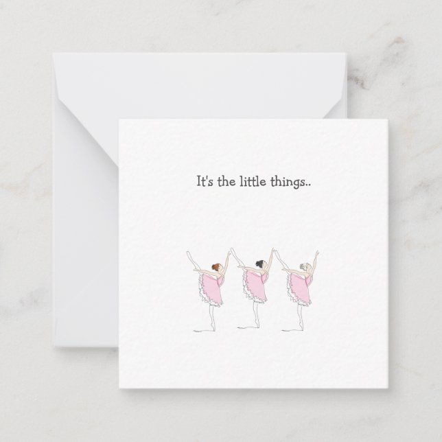 Little Ballet Dancers Mini Thank You Note Card (Front)