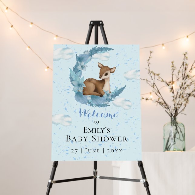 Little Bambi blue Flowers Half-Moon Clouds Welcome Foam Board (In Situ (Stand))