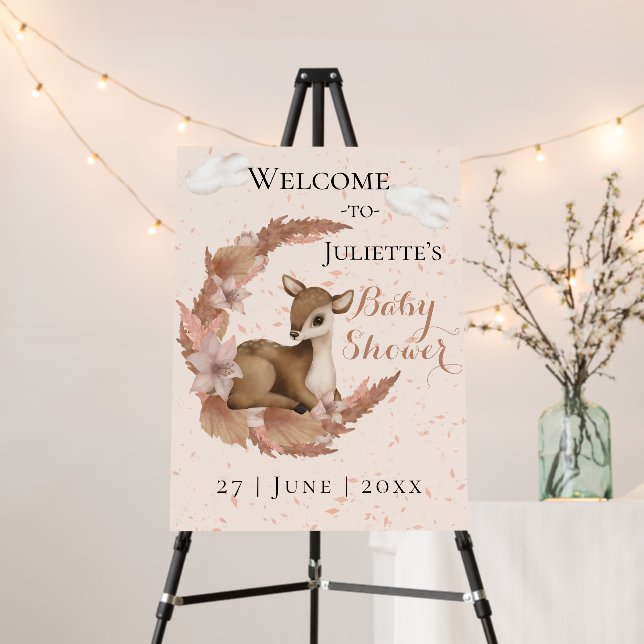 Little Bambi Flowers moon dust Baby Shower Welcome Foam Board (In Situ (Stand))