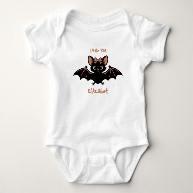 Little Bat Baby Girl Spooky Cute Halloween Bodysuit (Front)
