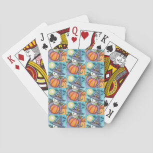 LITTLE BAT CAT KITTEN, CUTE & COLORFUL HALLOWEEN POKER CARDS