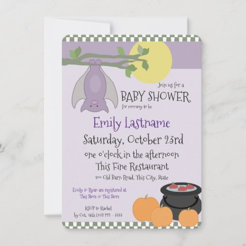 Little Bat Halloween Baby Shower Invitation