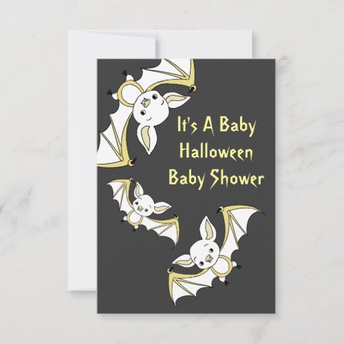 Little Bat Halloween Baby Shower Invitation Cards