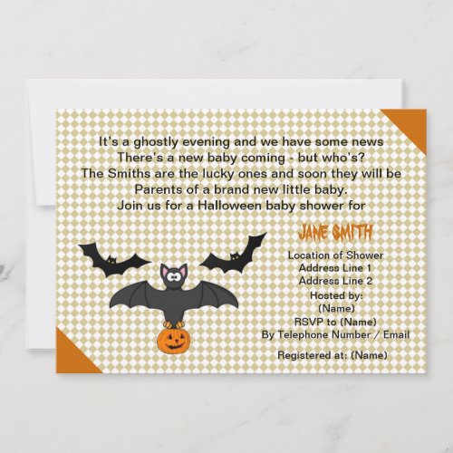 Little Bat Halloween Baby Shower Invitation Cards