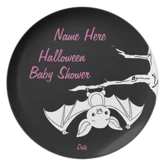 Little Bat Halloween Baby Shower Plates