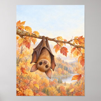 Little Bat in Golden Autumn Forest – Poster