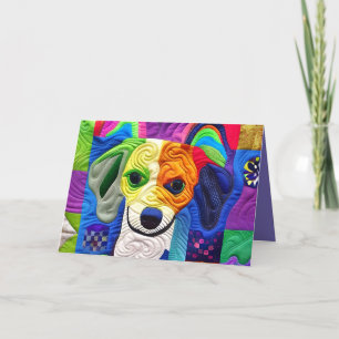 Little Beagle Puppy Quilt Like Design Birthday Thank You Card