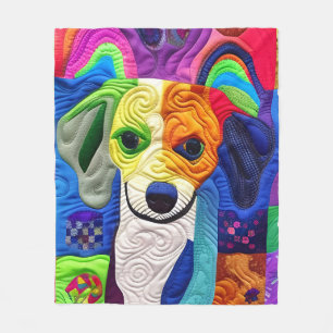 Little Beagle Puppy Quilt Like Design Fleece Blanket