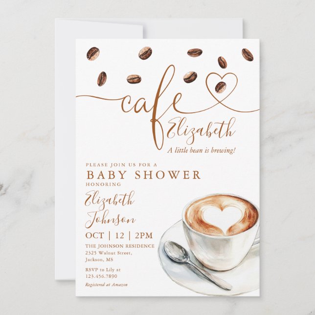 Little Bean Brewing Cafe Coffee Baby Shower Invitation (Front)