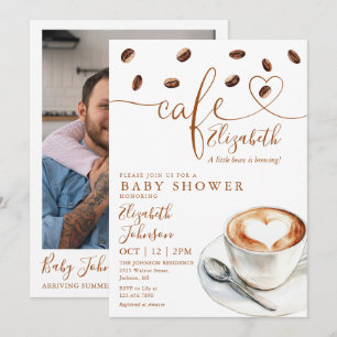 Little Bean Coffee Cafe Photo Baby Shower Invitation