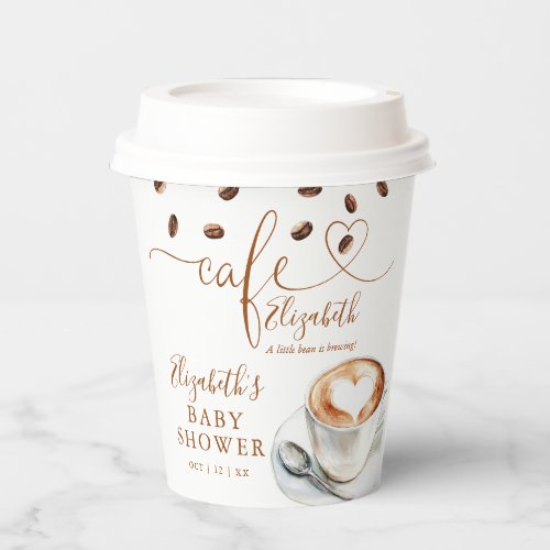 Little Bean Is Brewing Cafe Coffee Baby Shower Paper Cups