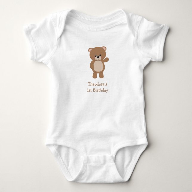 Little Bear 1st Birthday Outfit Baby Bodysuit (Front)