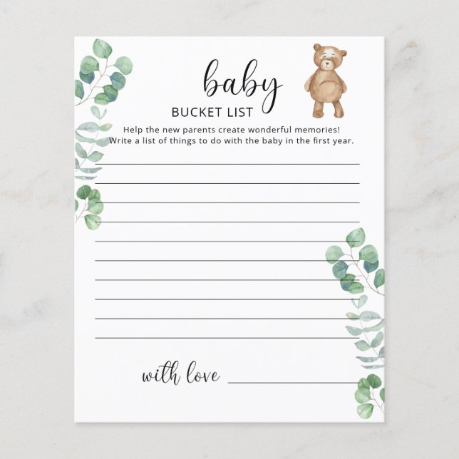Little Bear Baby bucket list (Front)