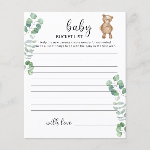 Little Bear Baby bucket list
