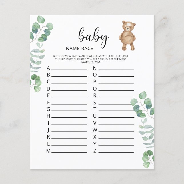 Little bear Baby name race game (Front)