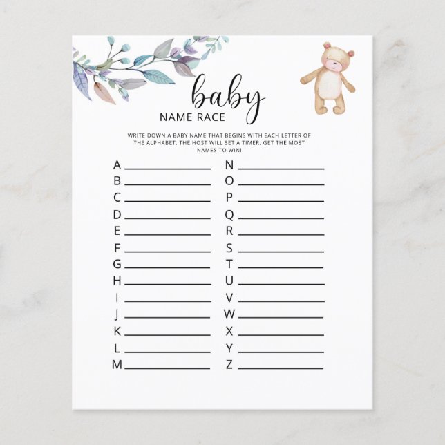 Little bear Baby name race game (Front)