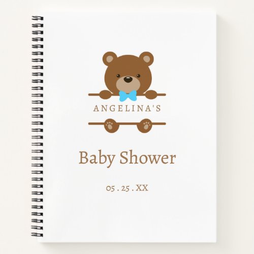 Little Bear Baby Shower Gift List Notebook