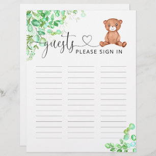 Little bear baby shower guests please sign In