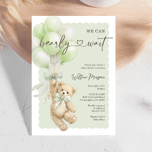 Little Bear Baby Shower Teddy Bear Balloons Invitation