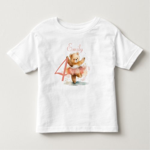 Little bear ballerina watercolor pink Birthday  Toddler T_shirt