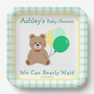 Little Bear + Balloons Gender Neutral Baby Shower Paper Plates