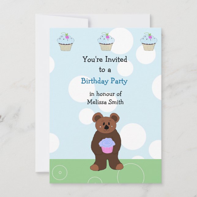 Little Bear Birthday Invitation (Front)