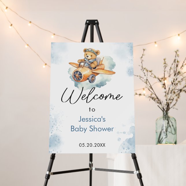 Little Bear Boy Baby Shower Welcome Foam Board (In Situ (Stand))