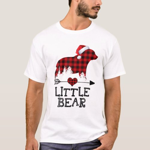 Little Bear Christmas Pajama Red Plaid Buffalo Fam T_Shirt