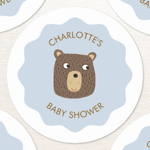 Little Bear Cub Baby Shower Personalized Classic Round Sticker