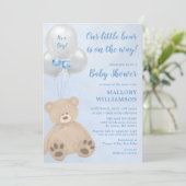 Little Bear Cub Boy Baby Shower Invitation (Standing Front)
