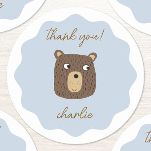 Little Bear Cub Personalized Thank You Classic Round Sticker