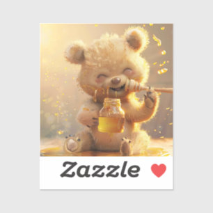 Little bear eating honey sticker