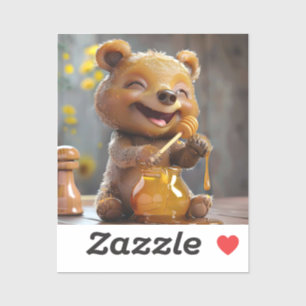 Little bear eating honey sticker