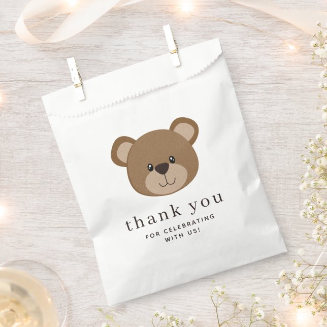 Little Bear Face | 1st Birthday Thank You Favor Bag (Clipped)