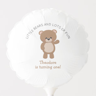 Little Bear Is Turning One 1st Birthday Forest Balloon
