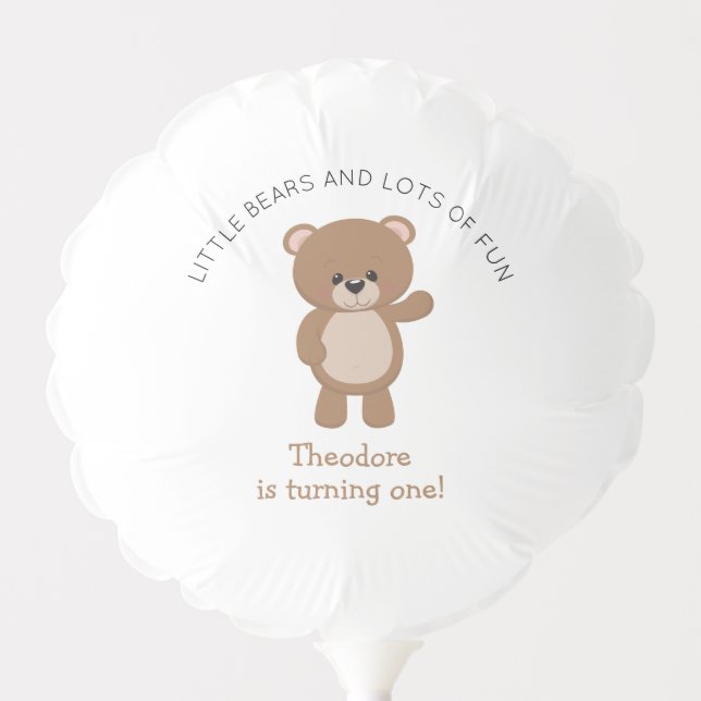 Little Bear Is Turning One 1st Birthday Forest Balloon (Front)
