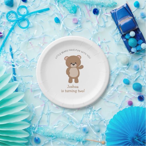 Little Bear Is Turning Two Woodland 2nd Birthday Paper Plates